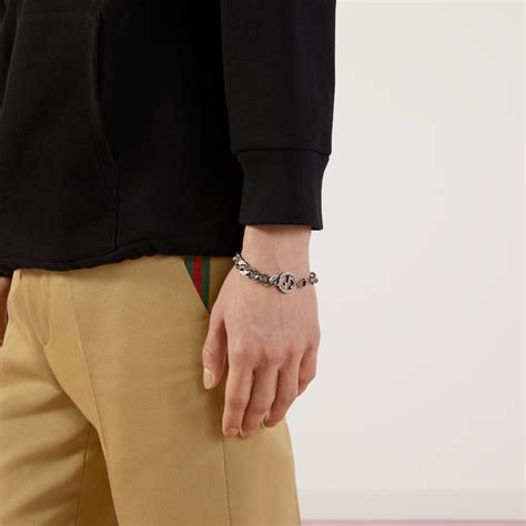 gucci silver bracelet 925|gucci interlocking silver bracelet.